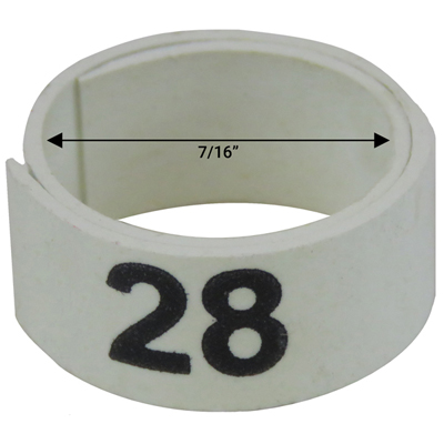 Bague blanche numérotée de 7 / 16" (Numéro 26 à 50)